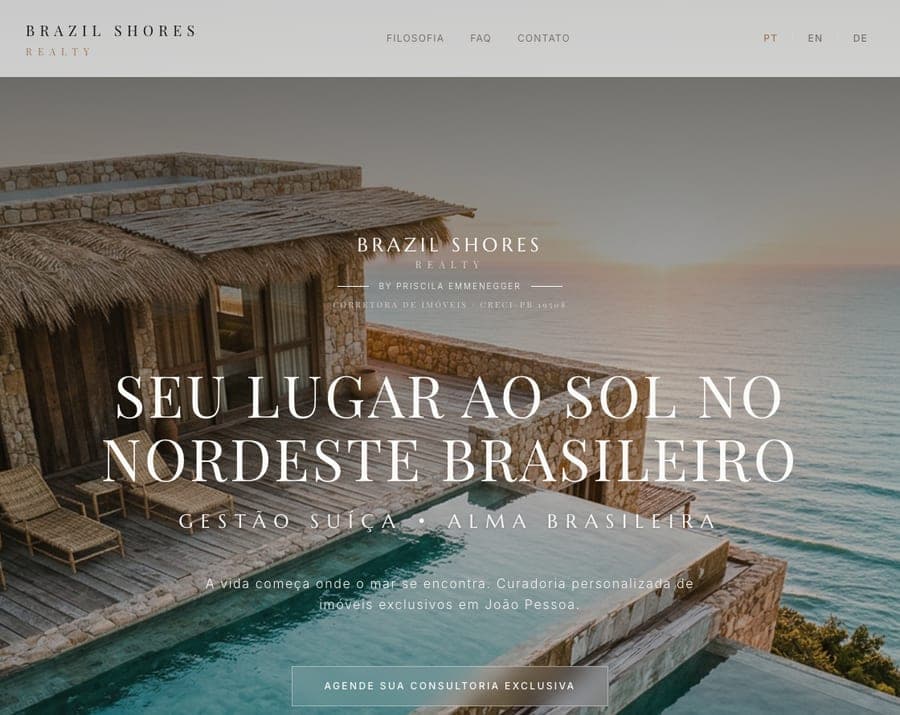 Captura de tela do site Brazil Shores Realty