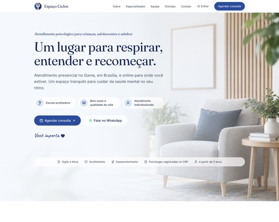 Captura de tela do site Espaço Ciclos